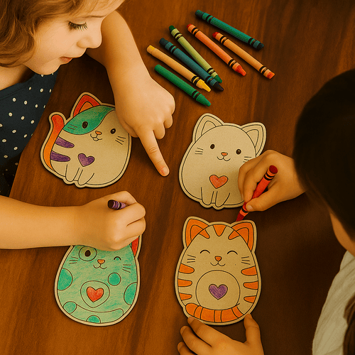 Laser Engraved Cat Design 2.5mm MDF Colouring Cutouts for Kids, Pack of 4, Ready to Colour, Age Group 3+_40