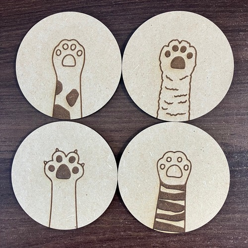 Laser Engraved 4mm MDF Cat Paw Coaster Set, 3.75 x 3.75 Inch Dimension, Pack of 4, Perfect for Cat Lover and Home Decor_20