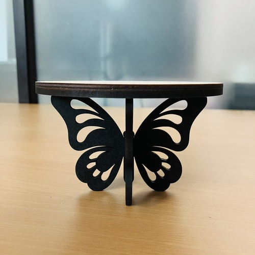 Decorative Butterfly Plant Stand, Indoor, Black MDF and Birch wood, 12.7 x 8.9 cm_115