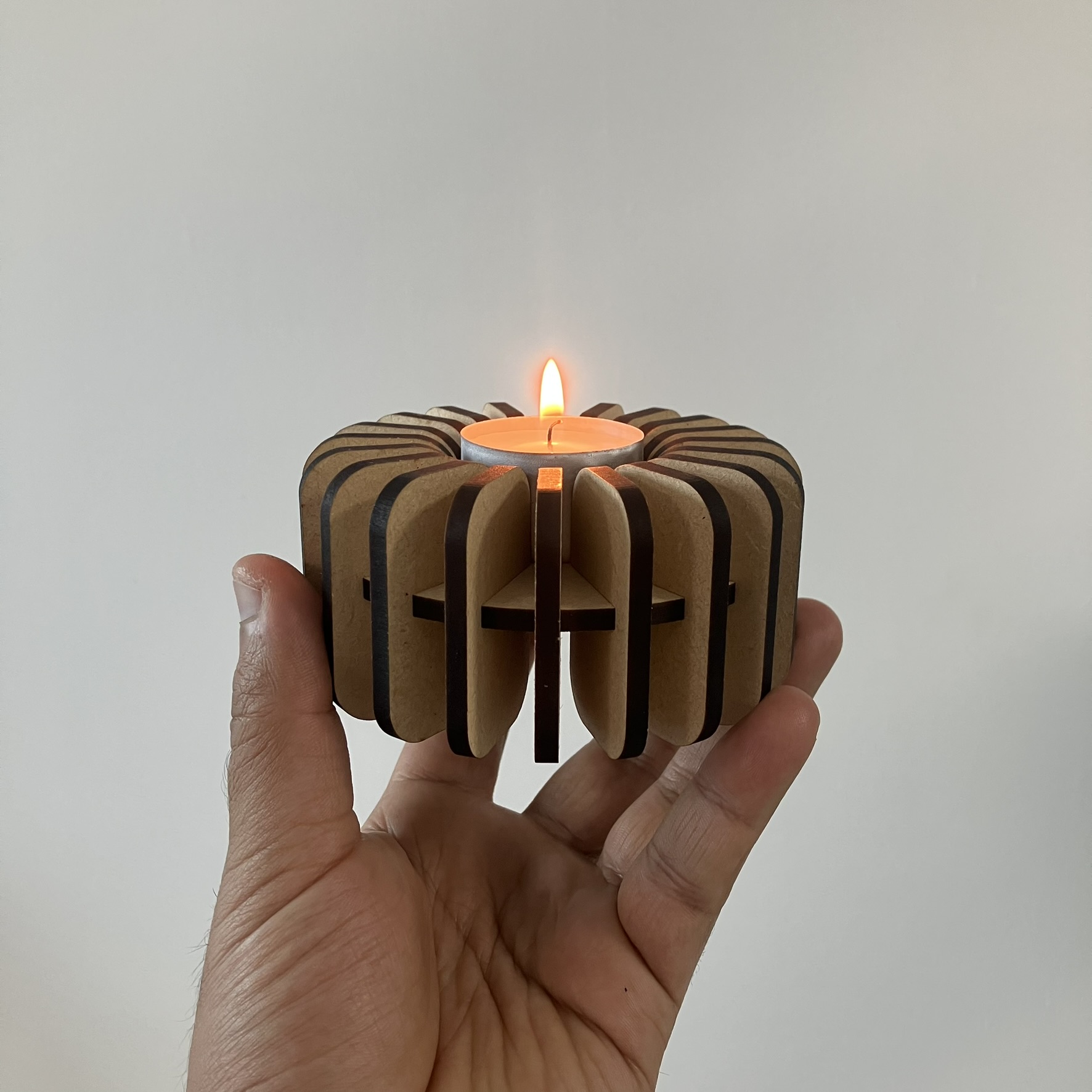 Modern Laser Cut Tealight Candle Holder, Decorative Slotted Design, Beige Colour, Easy Assembly, 4mm Thick MDF, Modern Candle Holder improving asthetic of Home (Pack of 2)_71