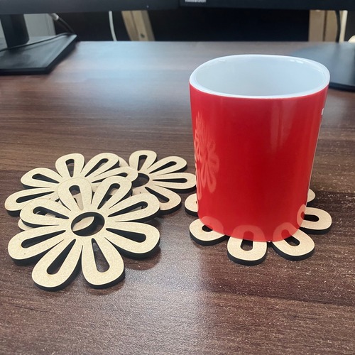 Laser Cut Decorative Flower Coasters, 4mm MDF Material, 3.75 x 3.75 Inch, Pack of 4, Ready to Colour, Table Protector and Home Decor_30