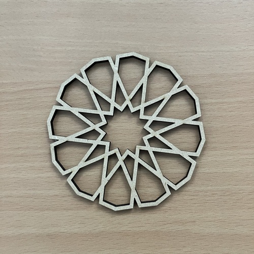 Laser Cut Geometric Moroccan Coasters, 3.75 x 3.75 inch, 4mm MDF, Ready to Paint and Reversable, Set of 4, Protects Table Surface, Modern Gifting Idea_86